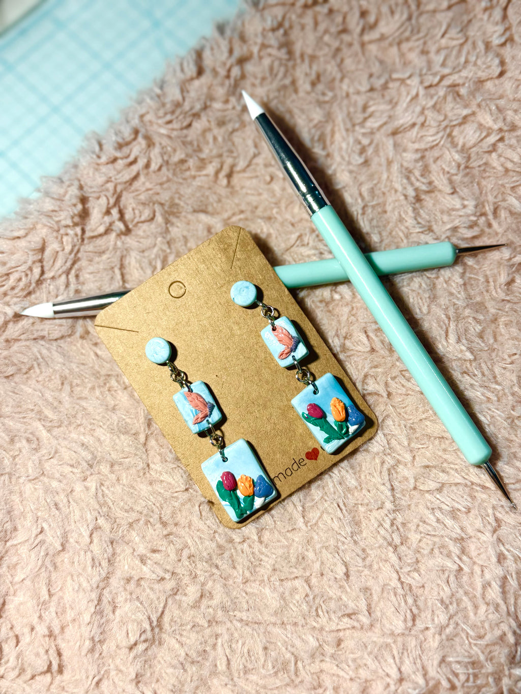 flower tile earrings