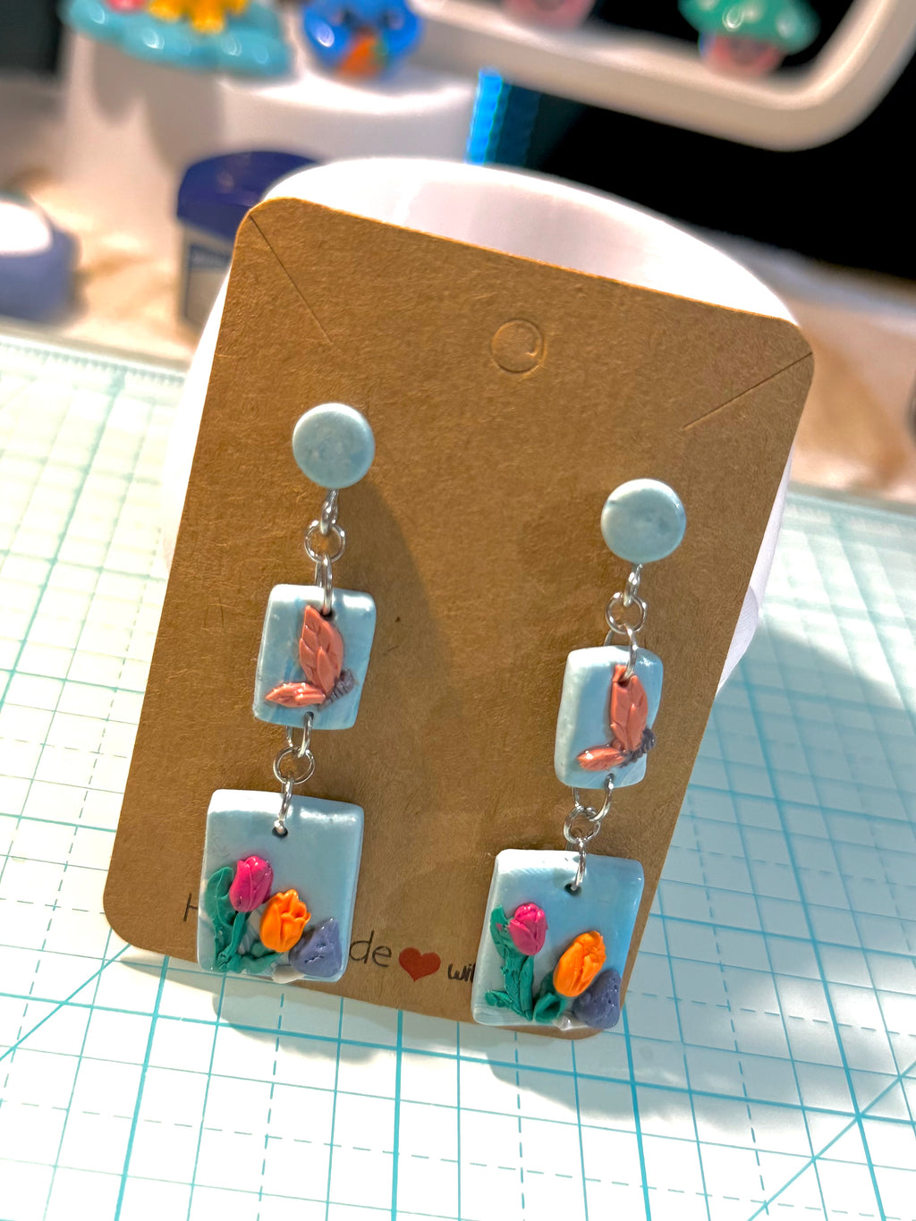 flower tile earrings