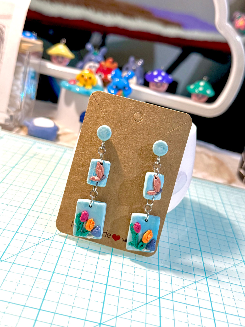 flower tile earrings