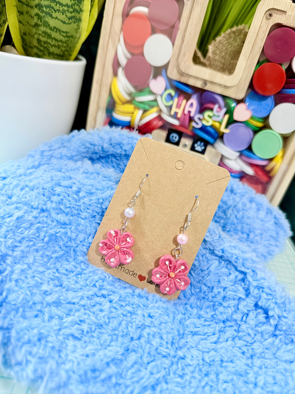 Flower earrings (pink)