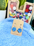 Flower earrings - blue