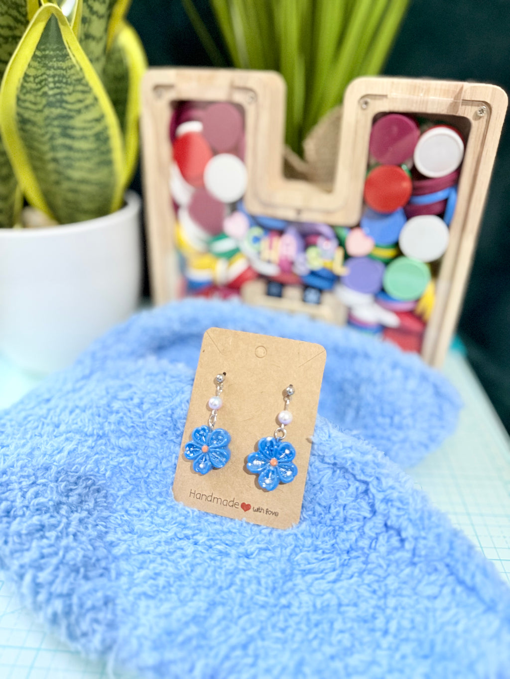 Flower earrings - blue
